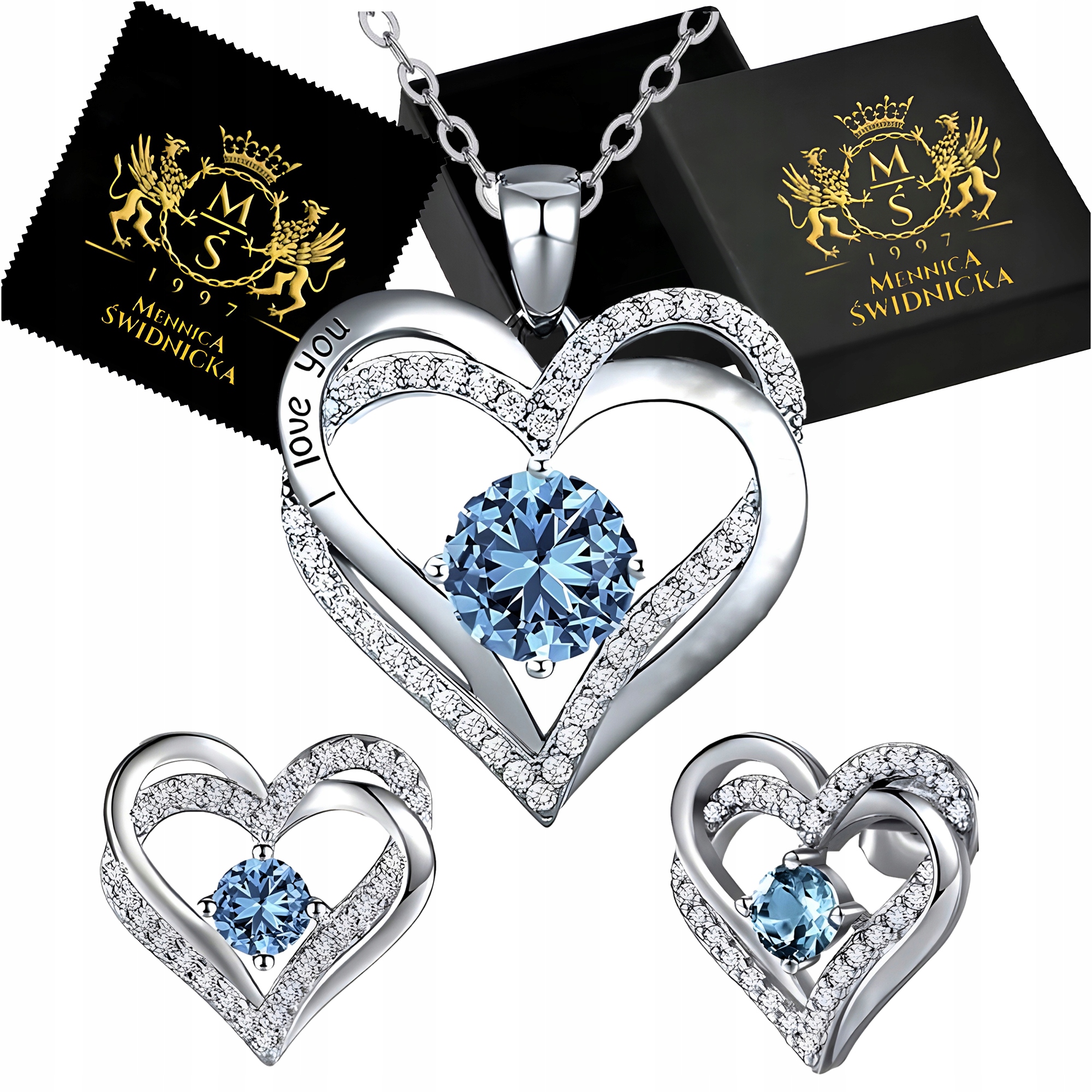 Sada stříbrných šperků Stříbro 925 Náušnice Náhrdelník Srdce jako Dárek