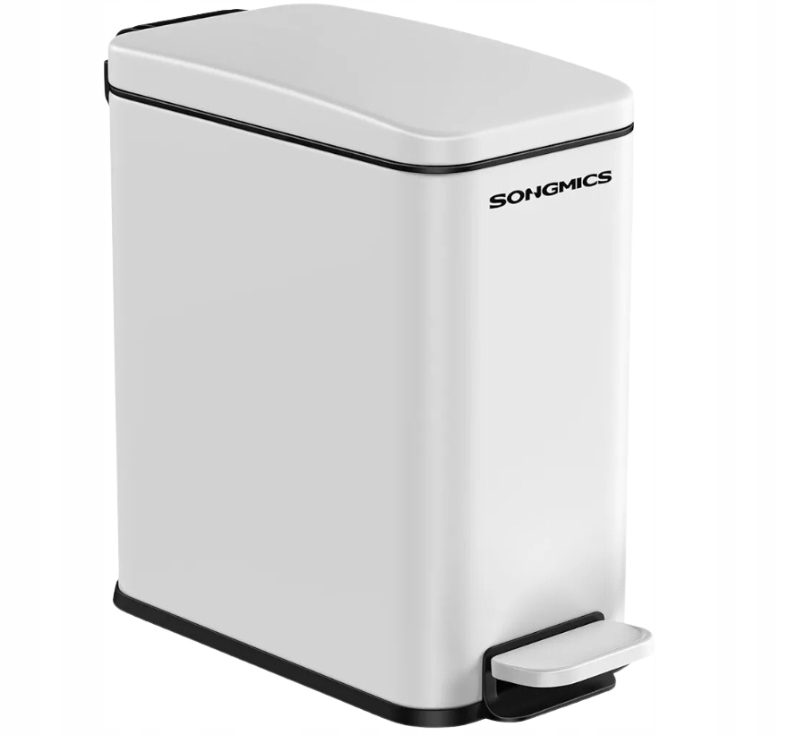 Levně Odpadkový Koš do koupelny 5L – Bílý, s víkem, kompaktní a praktický