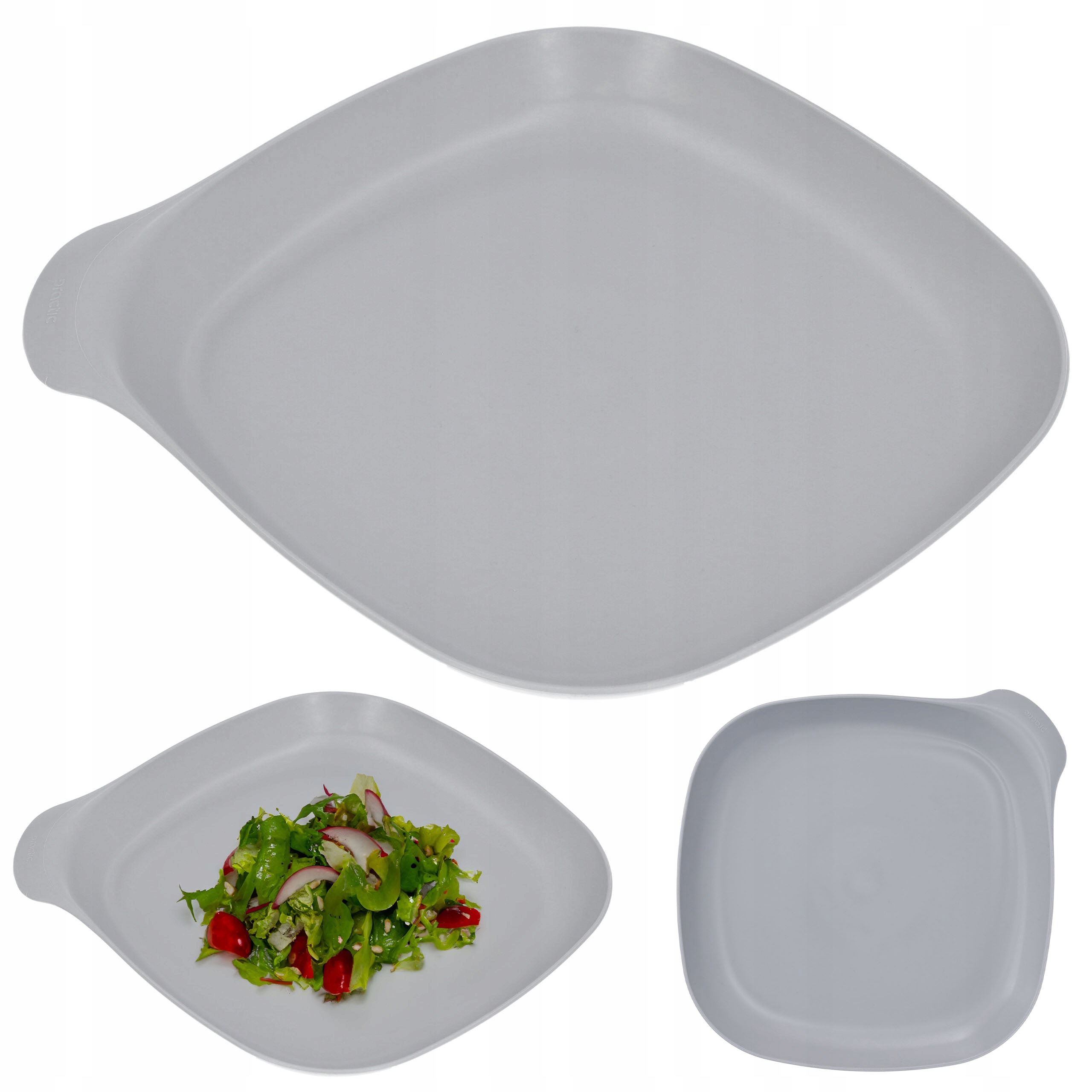 Talerz plastikowy Wielorazowy szary 24 cm turystyczny biwak piknik kemping