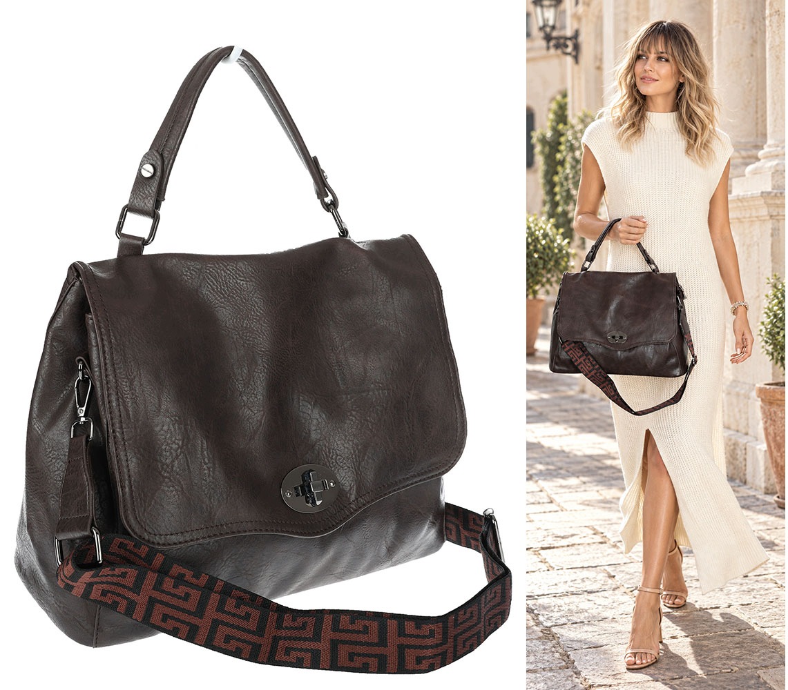 Dámská kabelka přes rameno shopper do ruky prostorná SP401 Čokoládová