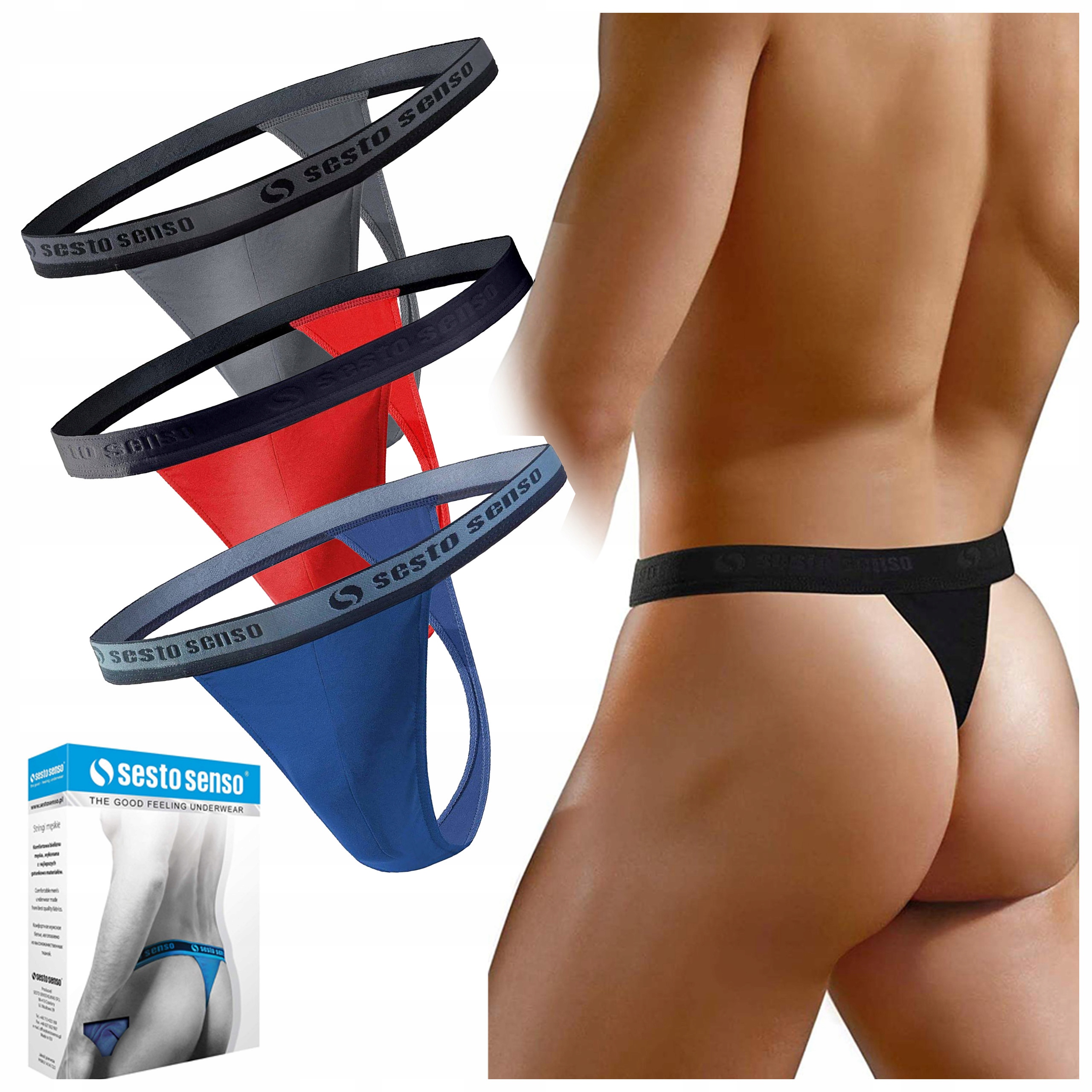 

kuszące Stringi Męskie z ozdobną gumą 3PACK