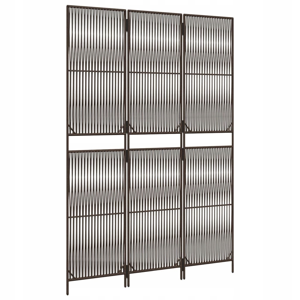 vidaXL Parawan 3-panelowy, brązowy, polirattan