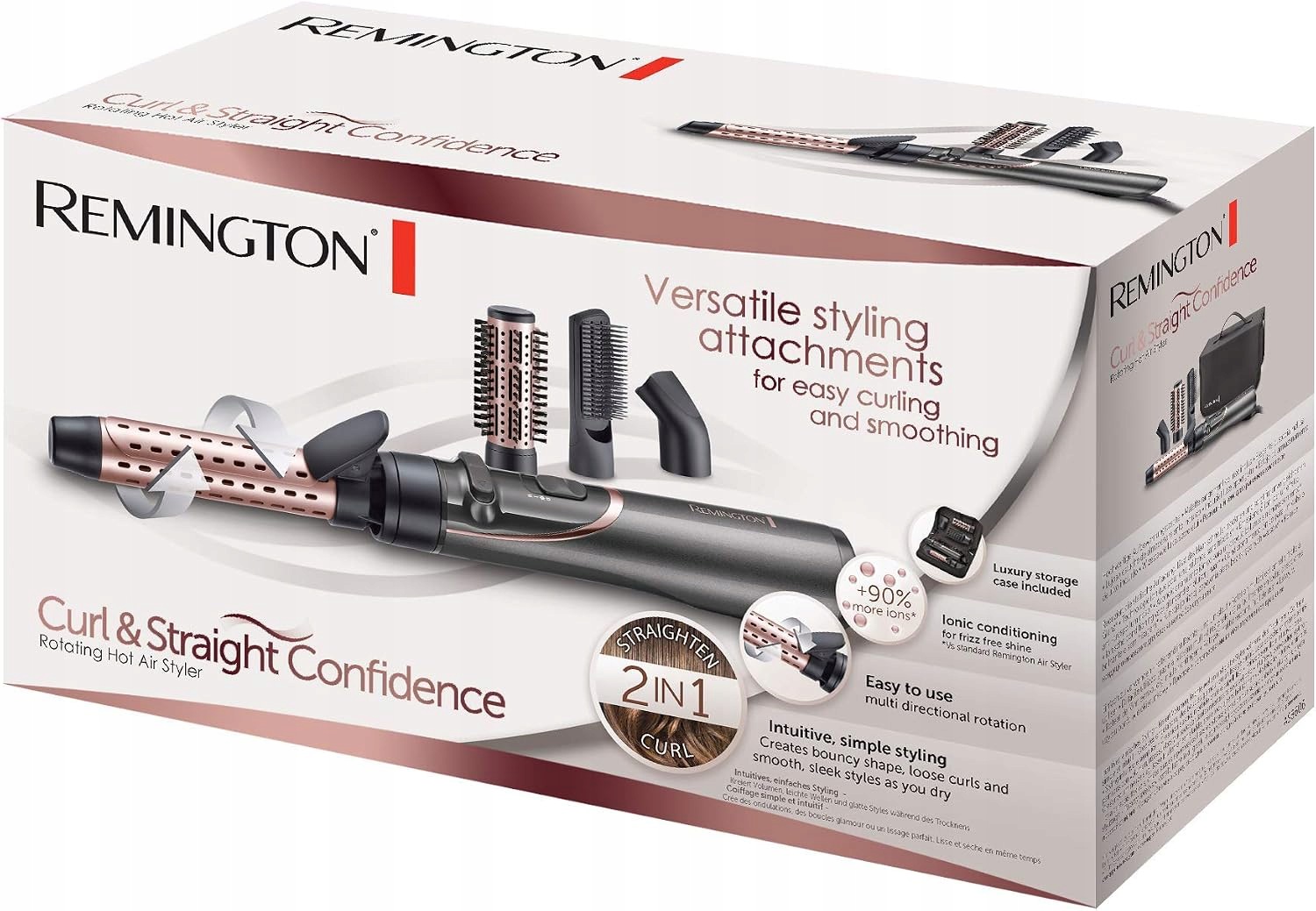 Remington AS8606 Curl & Straight Confidence 800W Jonizacja Obrotowa Zimny nawiew Średnica szczotki 40mm