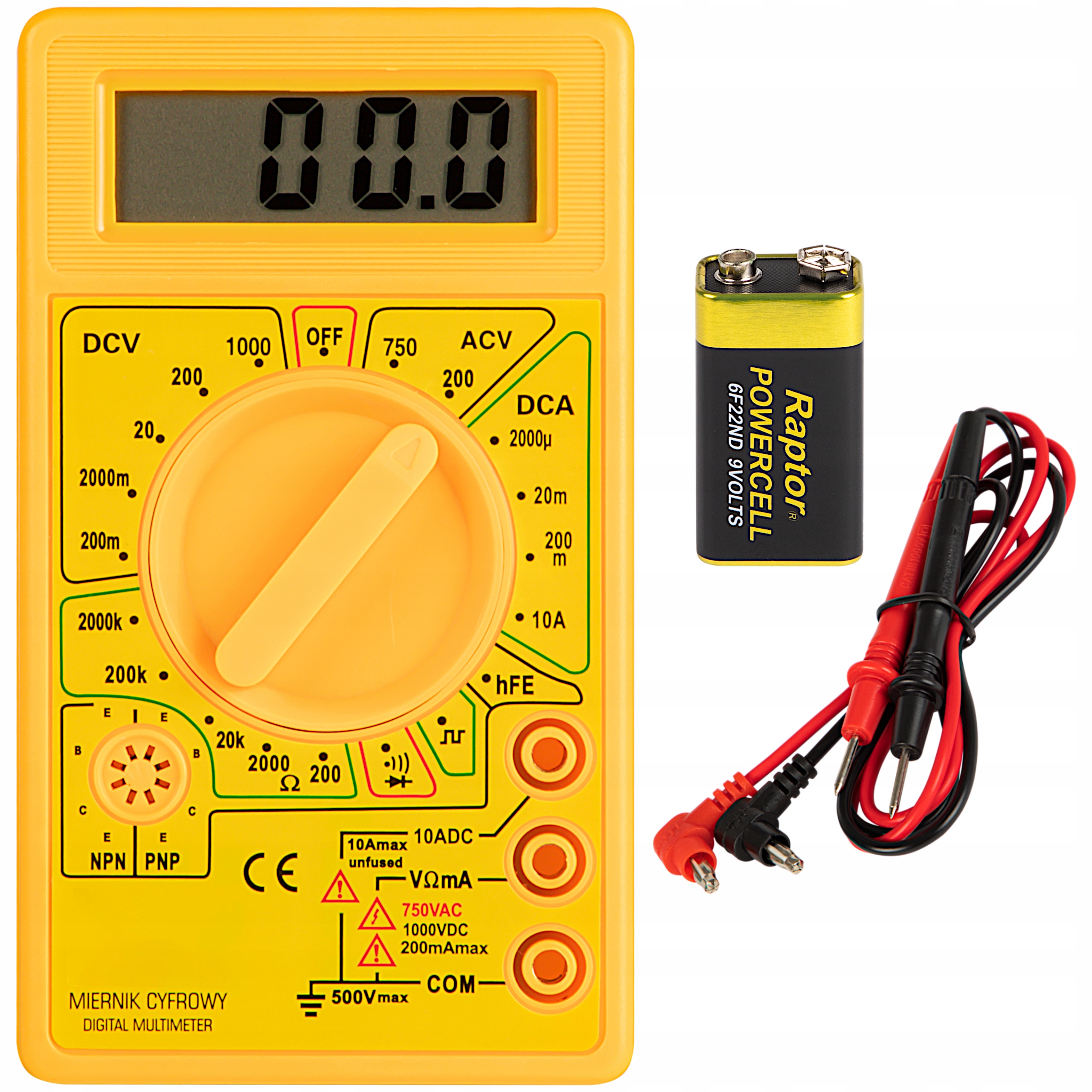 MULTIMETR MIERNIK PRĄDU NAPIĘCIA CYFROWY TESTER LCD RĘCZNY UNIWERSALNY