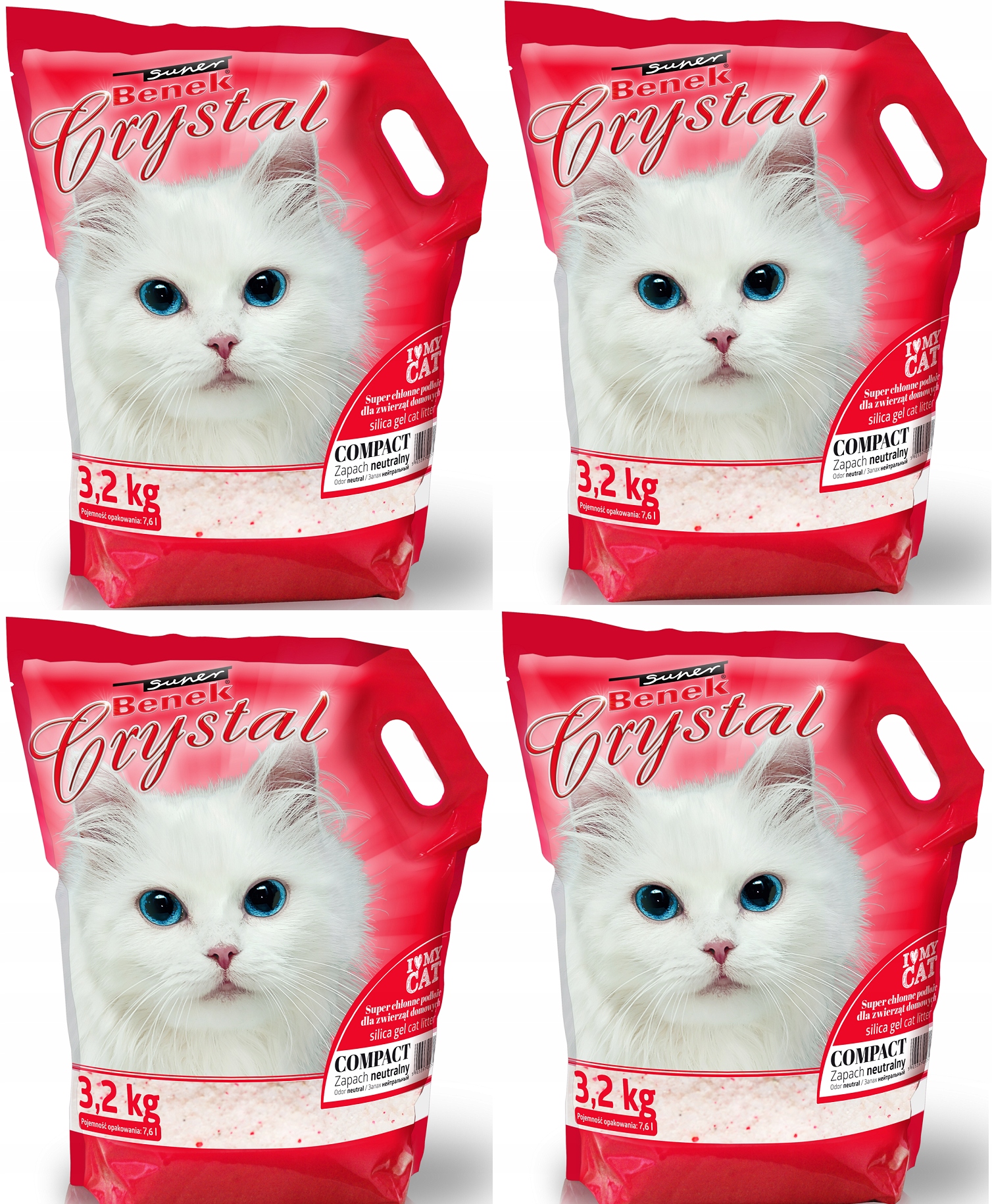 Benek Crystal Compact 4x7,6L drobnoziarnisty silikonowy żwirek dla kota