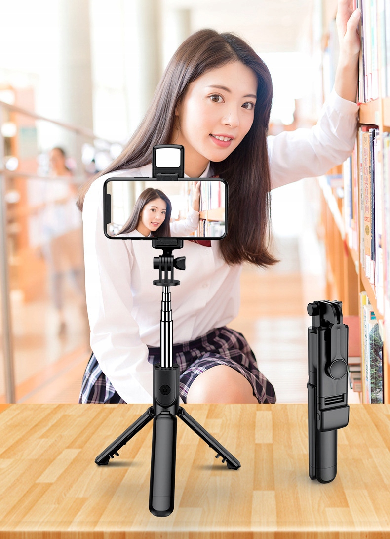 KIJEK SELFIE STICK REGULOWANY MONOPOD STATYW DO TELEFONU + PILOT BLUETOOTH Model S03-S