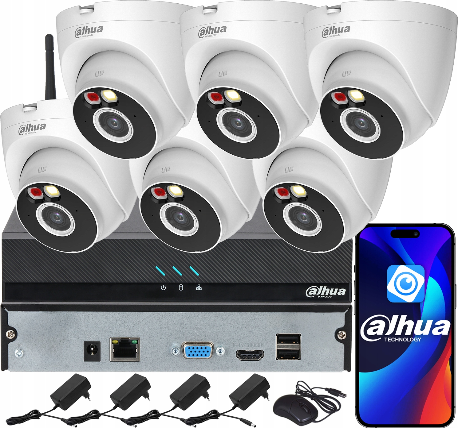 Monitorovací sada Dahua pro 6 kamer WiFi 4MPx T4A-PV Smart Dual Light Audio