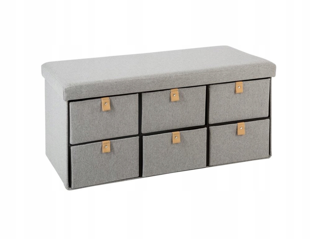 Pouf so šiestimi zásuvkami v dvoch radoch v šedej farbe