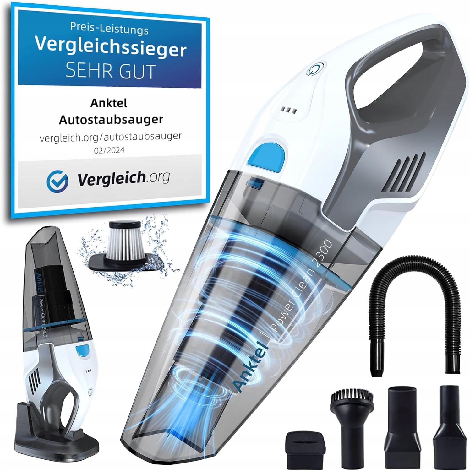Ručný vysávač Anktel PowerClean2300 Hepa biely bezdrôtový, akumulátor