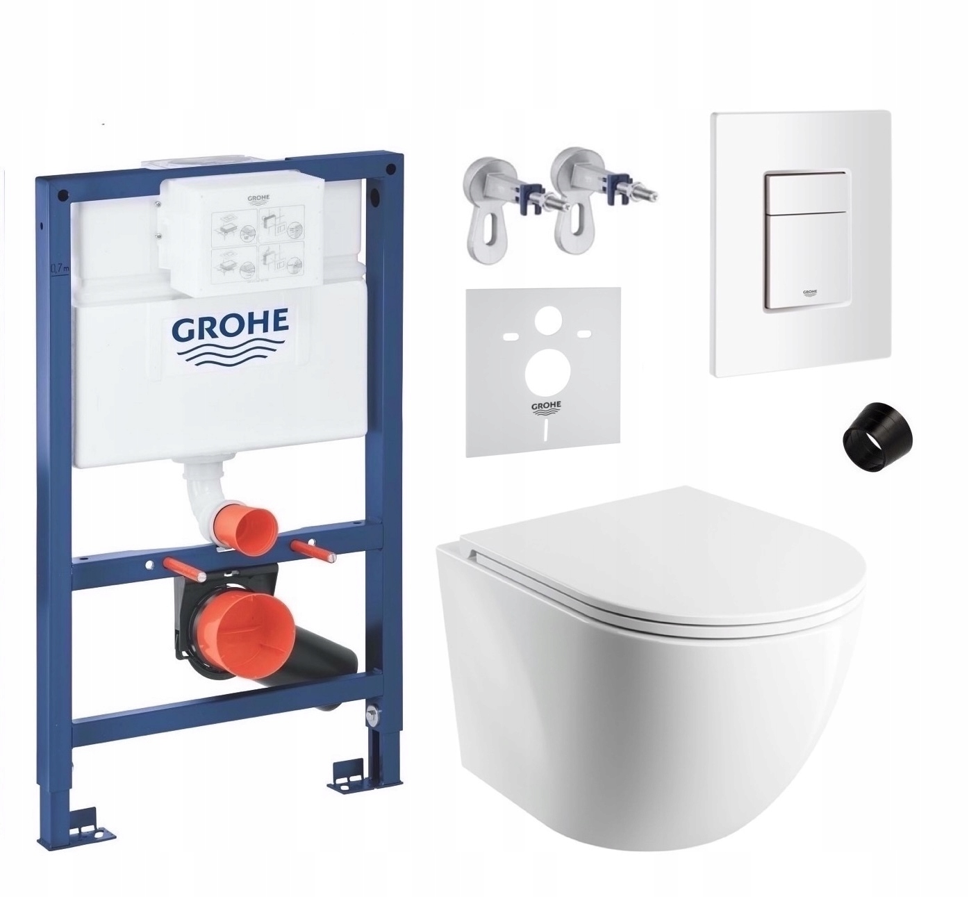 7v1 Podomietková Wc Súprava Stelaz Grohe 820 mm Wc Miska Omnires, Tlačidlo