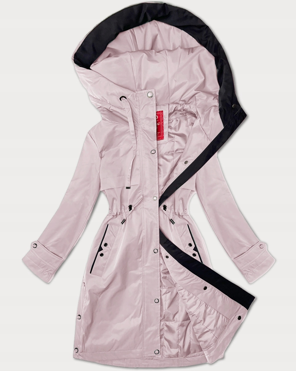 Tenká Bunda S Kapucí 24590 Pud. Růžová XXL (44)