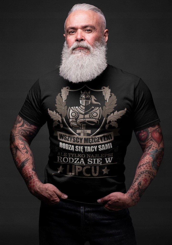 KOSZULKA MĘSKA PREZENT URODZINY DOWOLNY MIESIĄC Dekolt okrągły