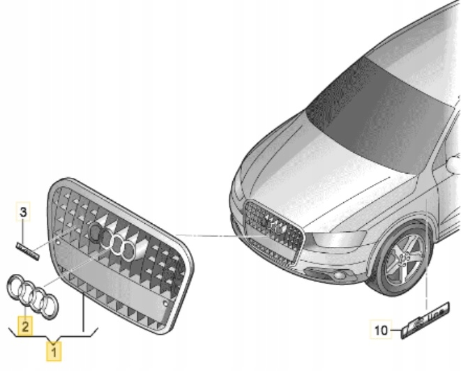 Atrapa chłodnicy grill maski szary Audi Q3 8U Numer katalogowy części 8U0 853 651H DPA