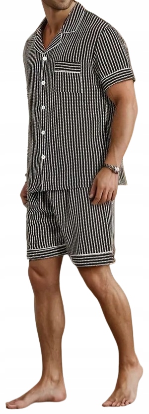 Pánské Pyžamo Kompletně Rozepínatelné Na Knoflíky Lehké Pánské Zapínací Pyžamo XL