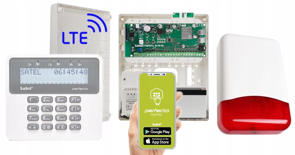 Zestaw Alarmowy Do Domu Satel Perfecta 16 Lte Sms Aplikacja LCD Syrena