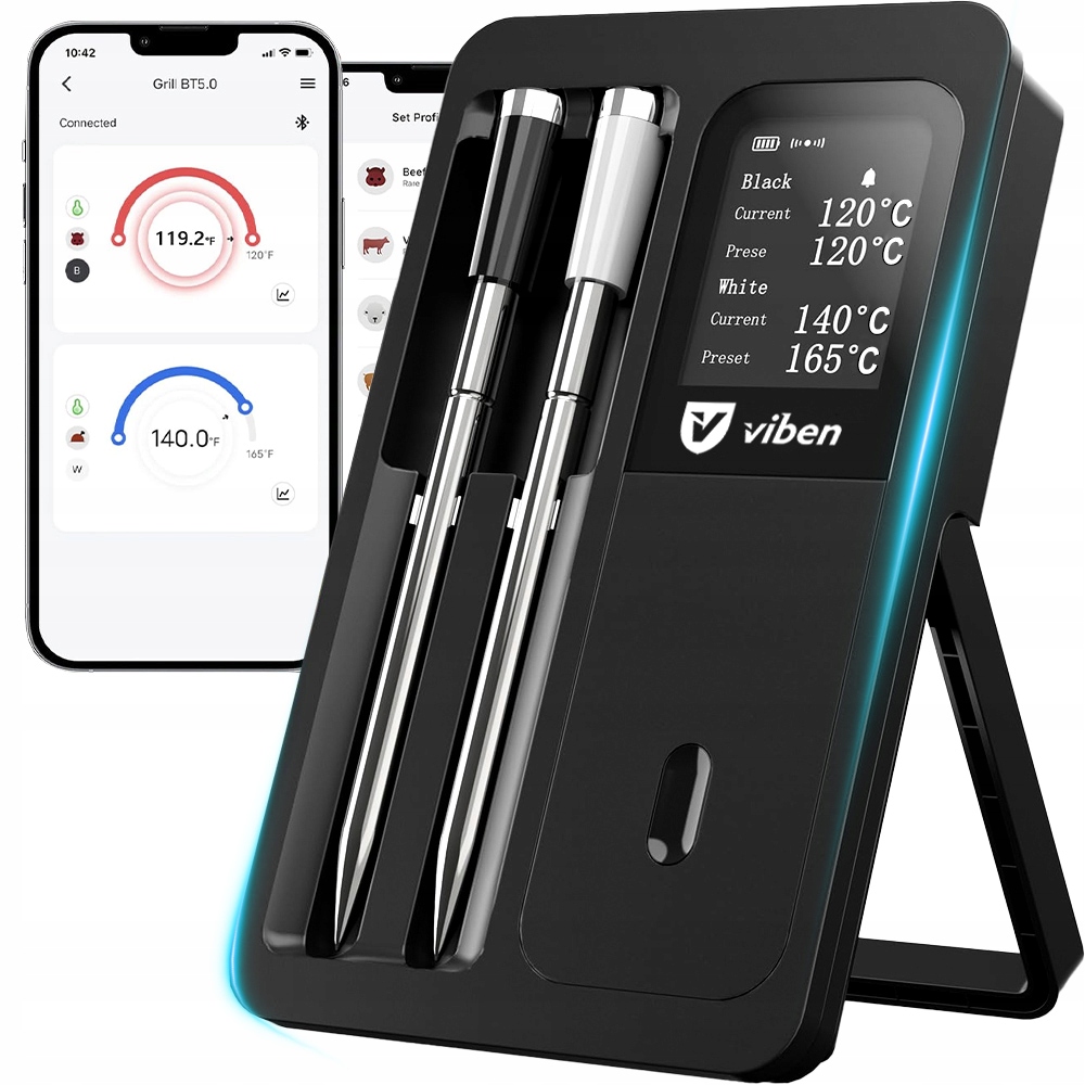 Bezdrôtový Termometer Na Grilovacie Mäso Bluetooth Smart 2x Sonda