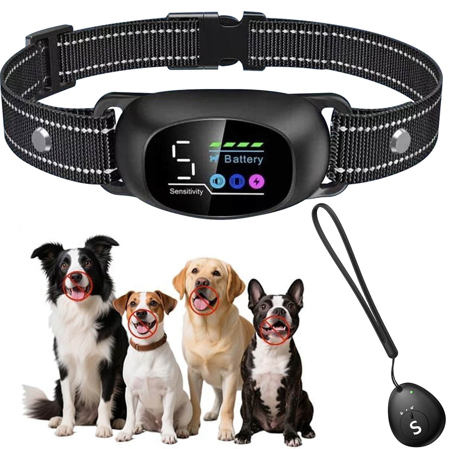 Levně Elektrický protištěkací a výcvikový obojek 2 v 1 pro psy s Led světlem