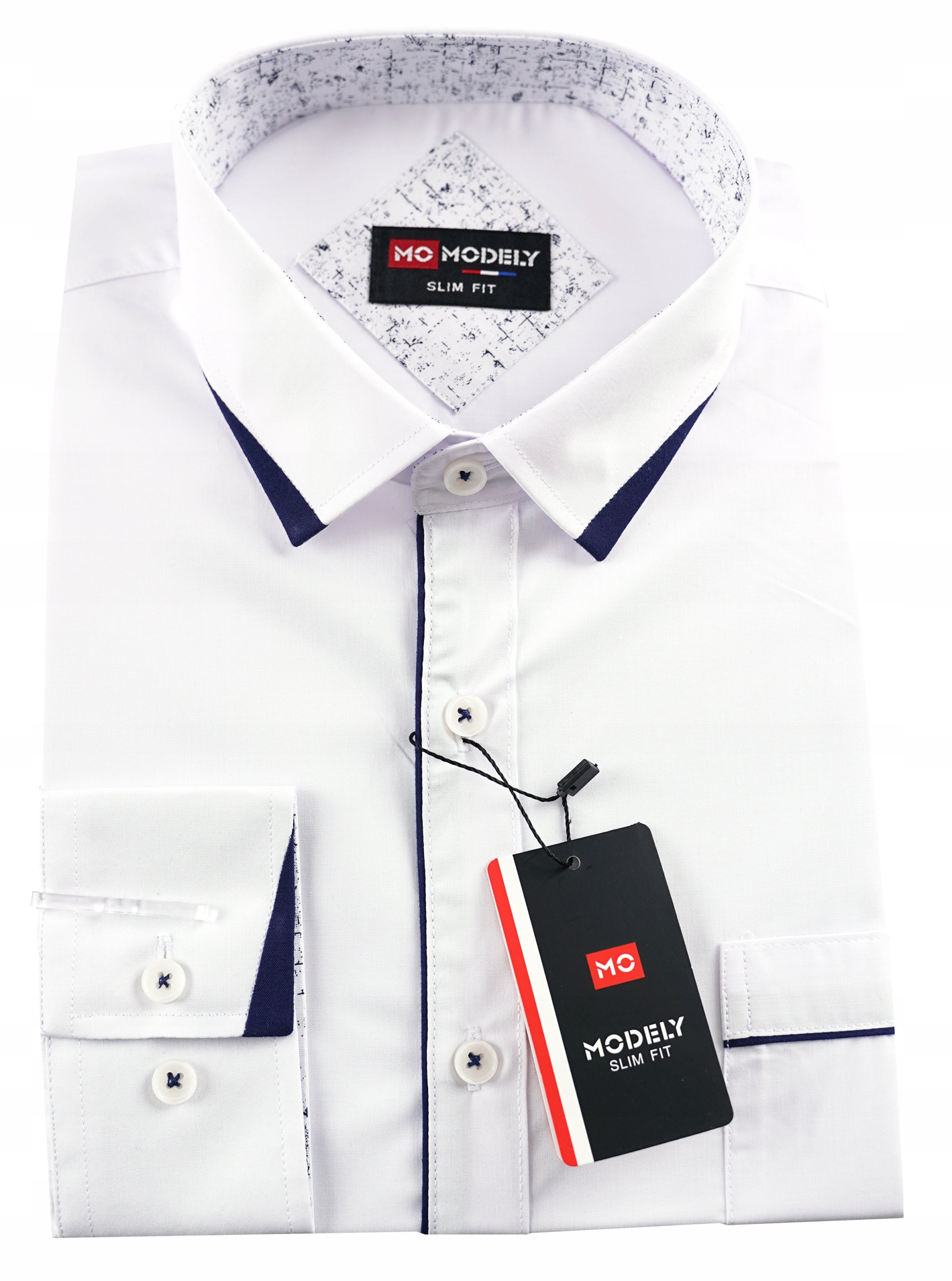 Koszula męska biała gładka bawełna wizytowa garniturowa XL 42/43