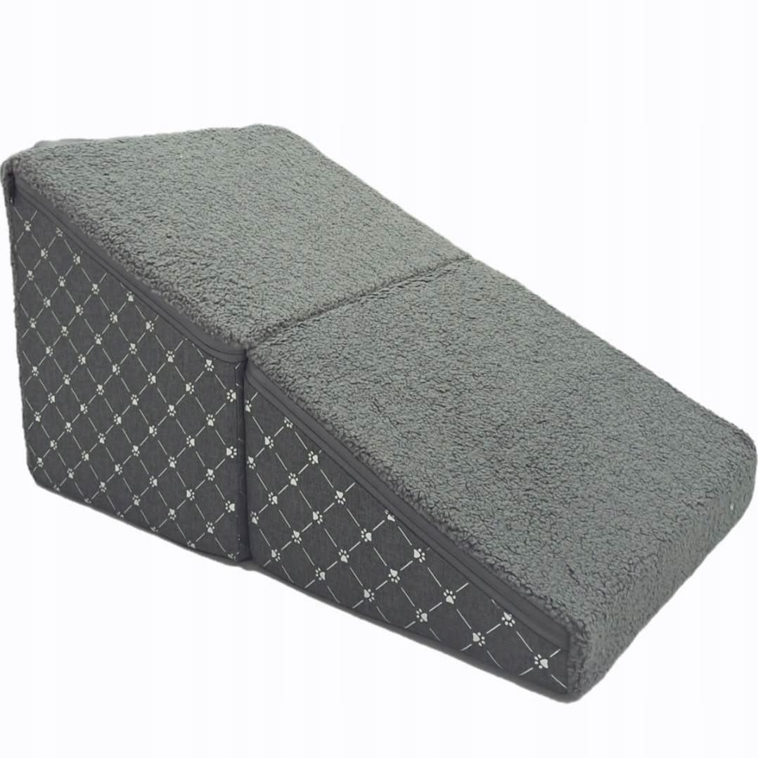 Schody podest dla psa kota 2w1 Pufa rampa Srebrne Łapki +boucle Grafit