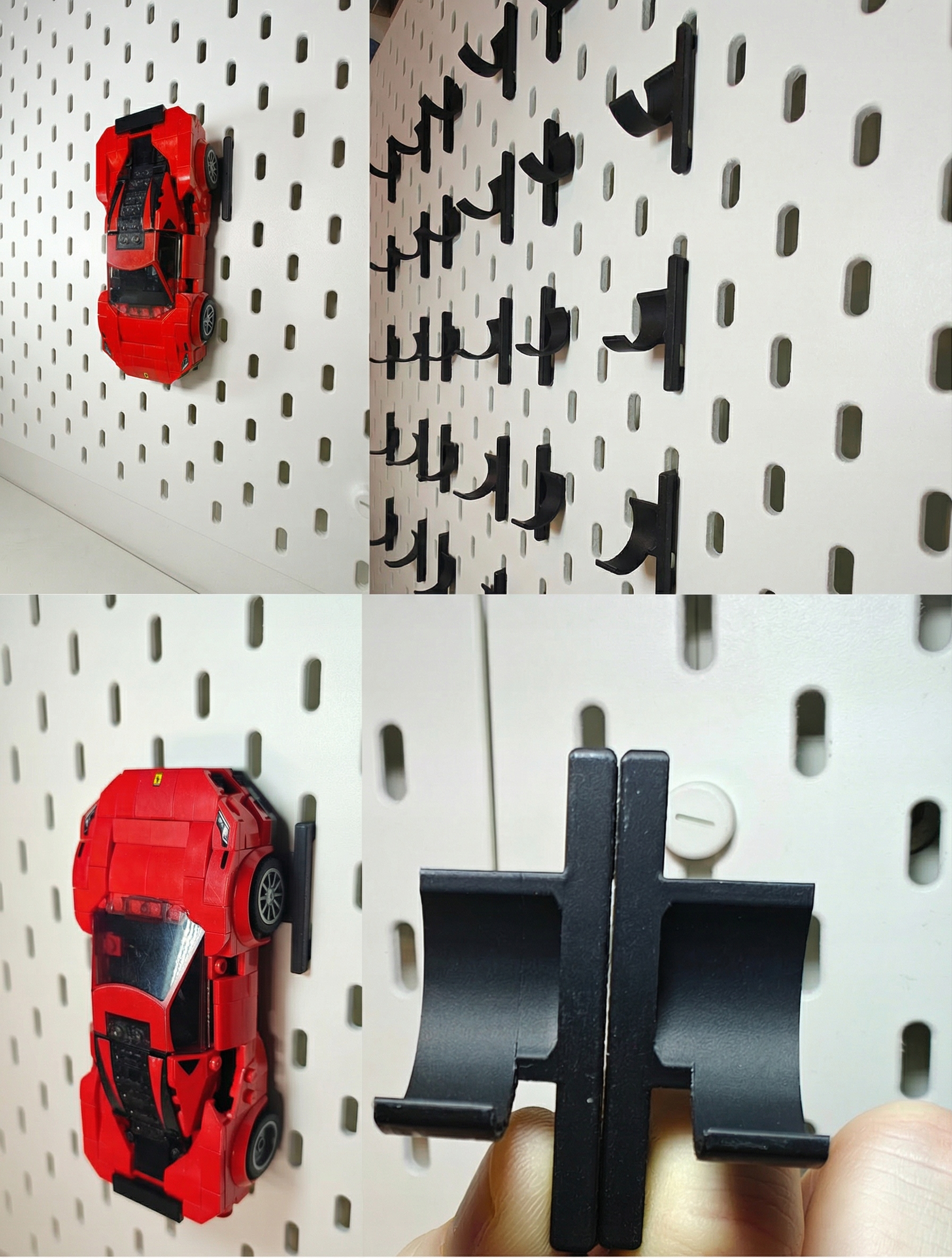 15 uchwytów na samochody Lego Speed Champions do tablic Ikea Skadis Czarne