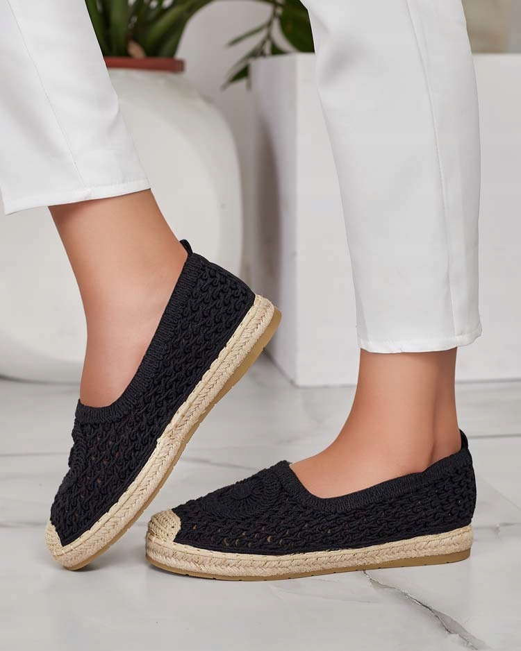 CZARNE AŻUROWE ESPADRYLE DAMSKIE EVELLAM 39 Rozmiar 39