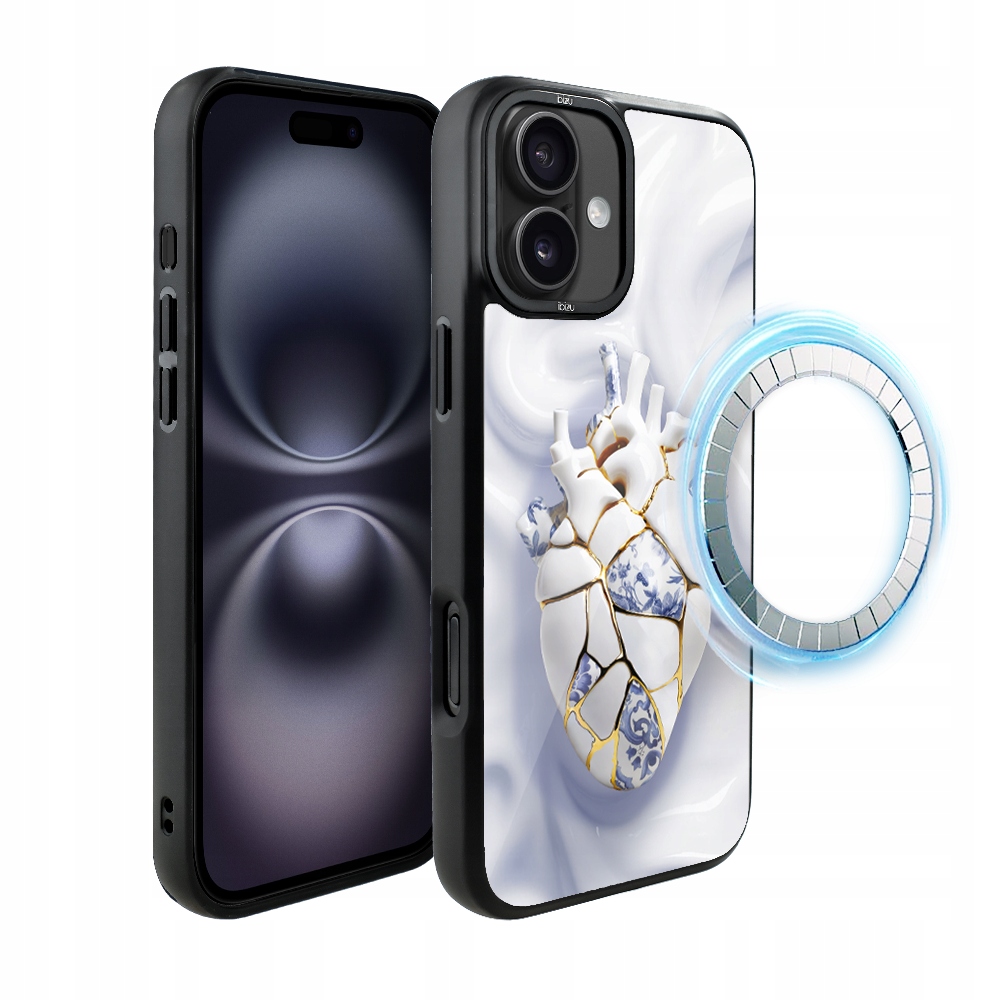 Pouzdro pro iPhone 16 Plus Ibizu DropGuard Matt s MagSafe, porcelánové srdce