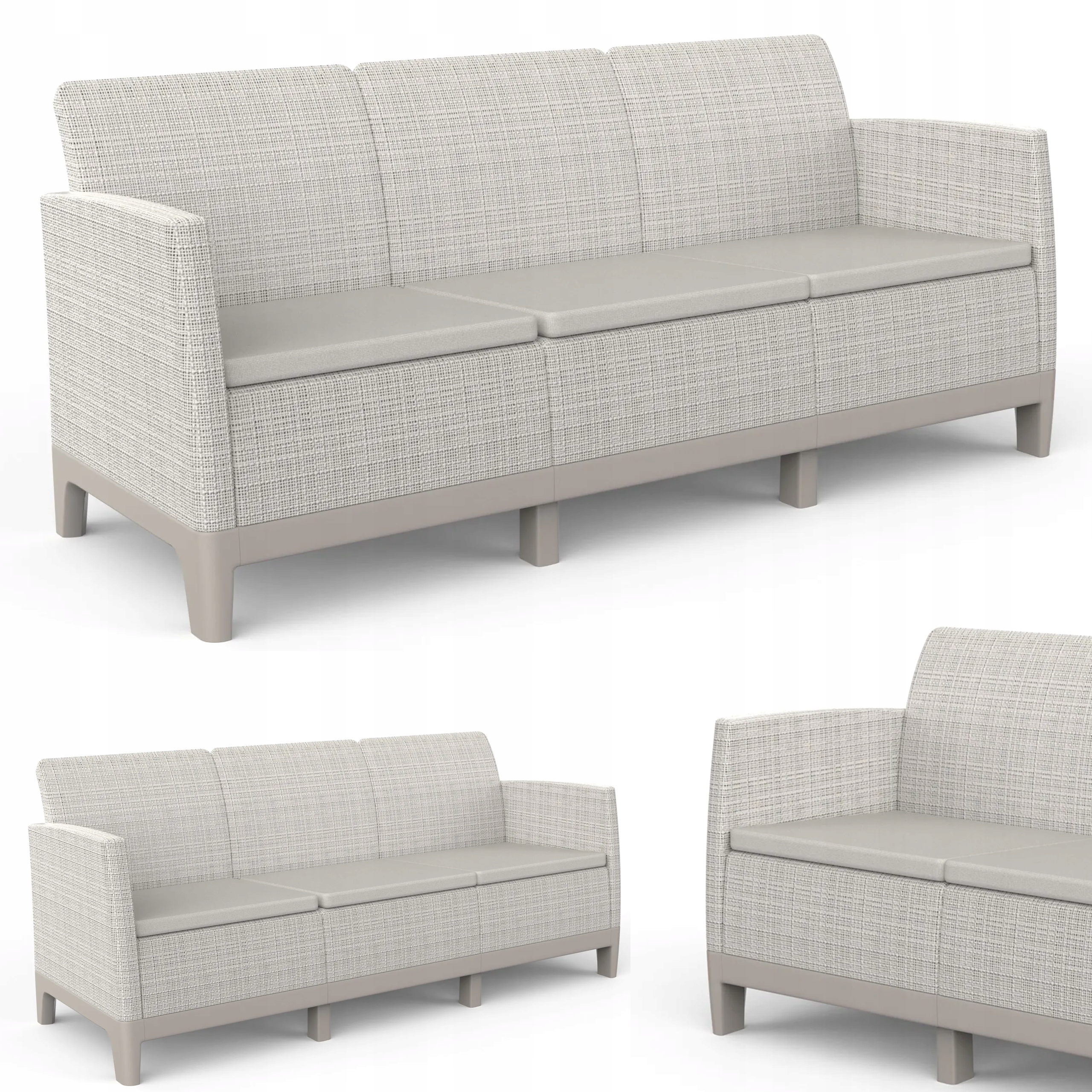 Sofa Ogrodowa Wypoczynkowa Solidna Keter Scandi Forma na Taras Balkon Beż
