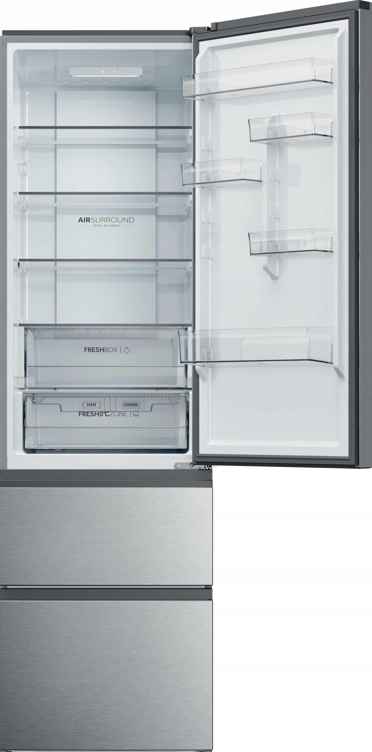 2X Lodówka Haier 3D 60 Seria 3 HTR3620CNMG No Frost 205cm Srebrna