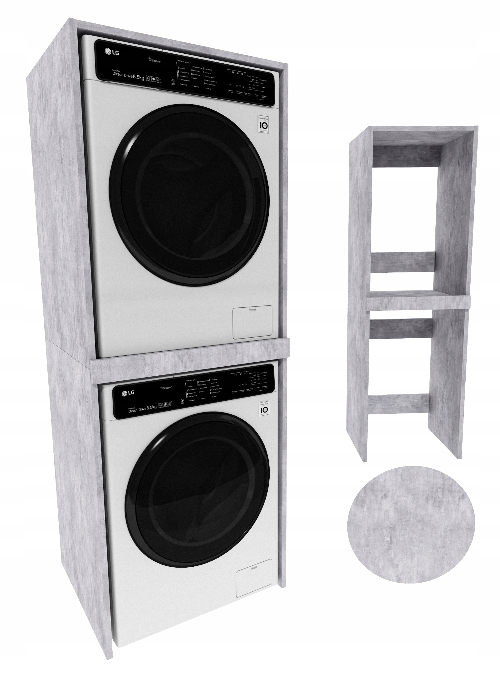 Skříňka na pračku sušička do koupelny regál sloupek pračka sušička beton