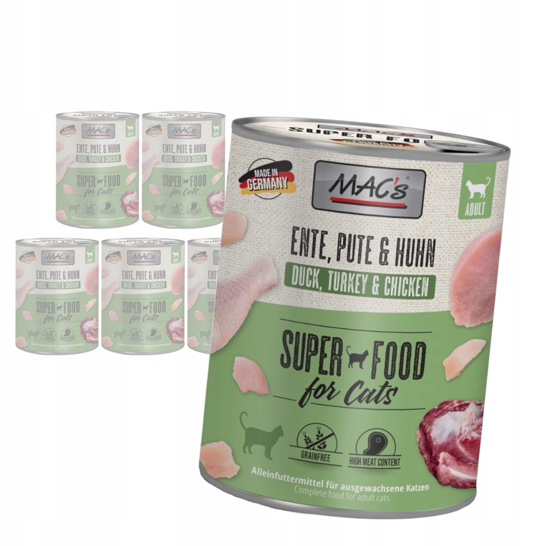 Levně MAC's 6x800g bezobilné Mokré Krmivo Pro Kočky Krůta krůta kuře