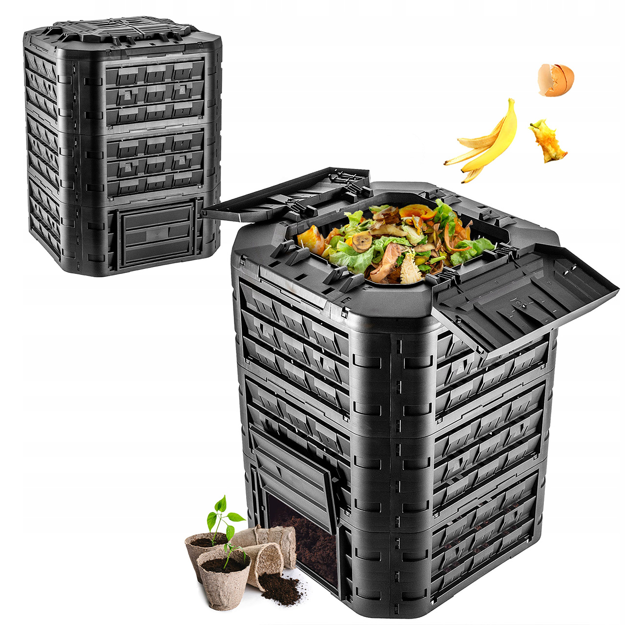 Veľký Záhradný Kompostér, Modulárne Mrazuvzdorné Celoročné Hnojivo 950 L