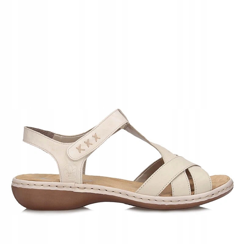 Dámské sandály Rieker 65919-60 béžové na suchý zip, kožené