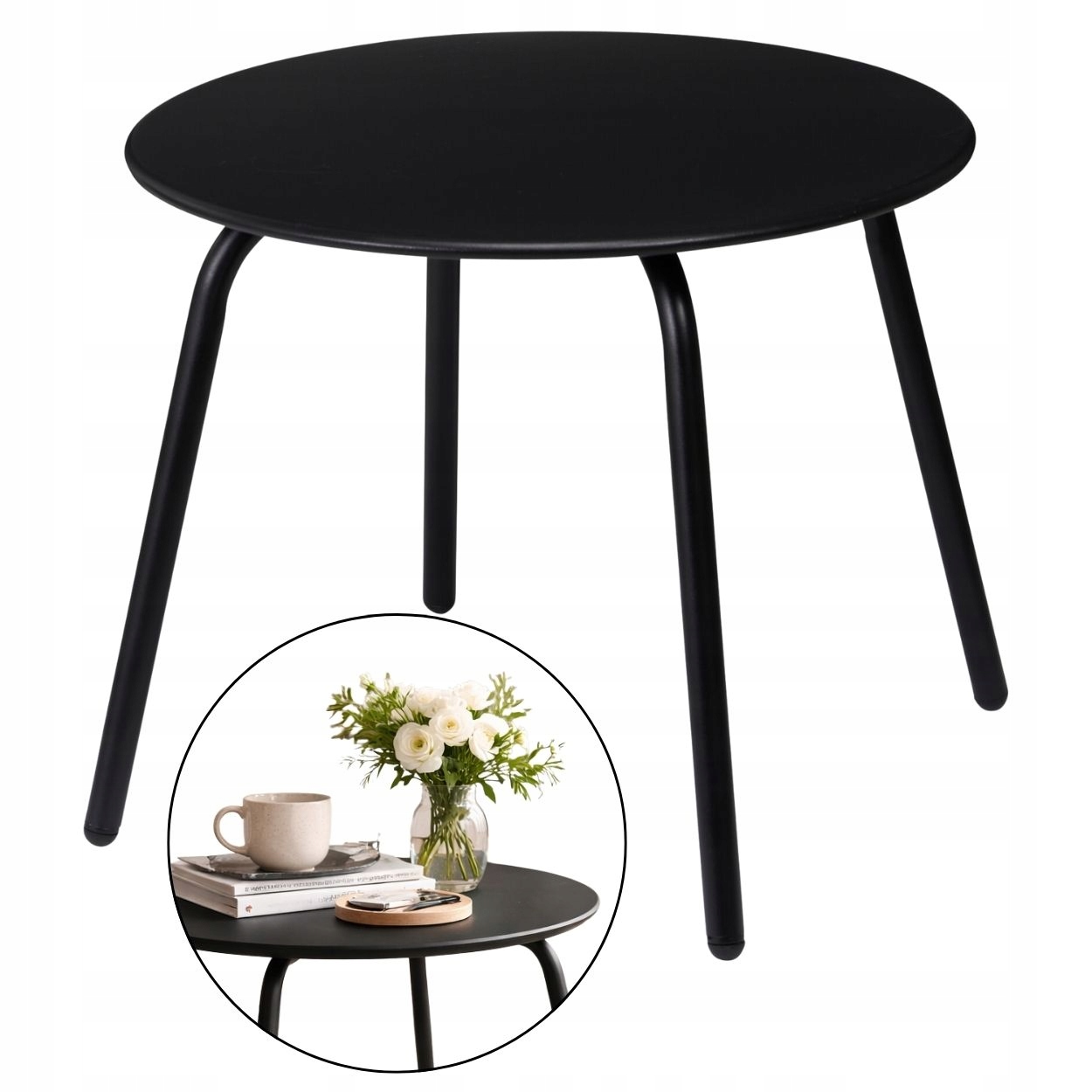 kovový stolek pomocný konferenční stolek Černý 50xh40 cm do Ložnice Obývacího Pokoje