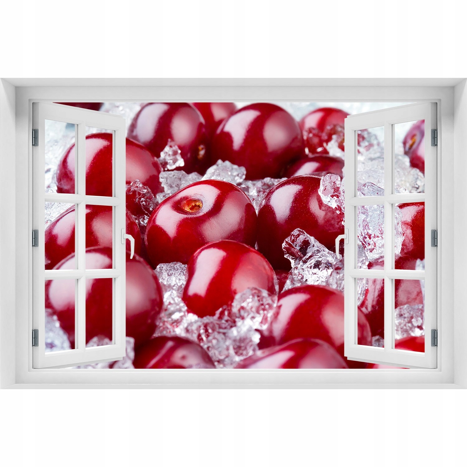

3D Okno Naklejka na ścianę Mrożona wiśnia 150x100