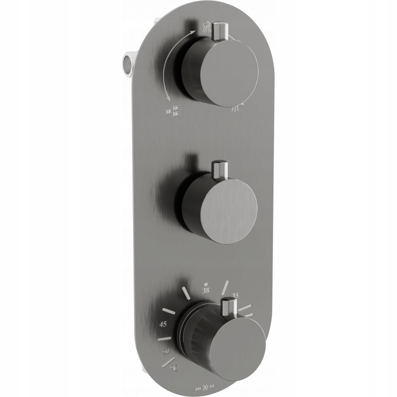 Mexen Kai termostatická vaňovo-sprchová batéria s 3 vývodmi, grafitová čier