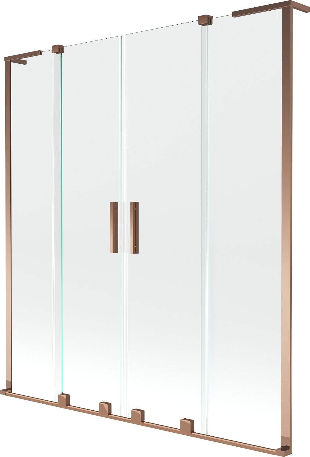 Mexen Velar L 2-křídlé vanové zástěny 160x150 cm, růžové zlato