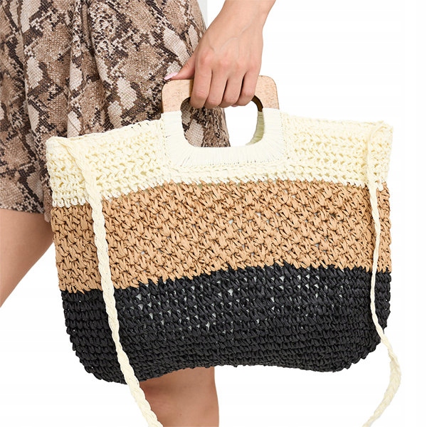 

9021 Black Słomiana Damska Torebka Uniwersalny