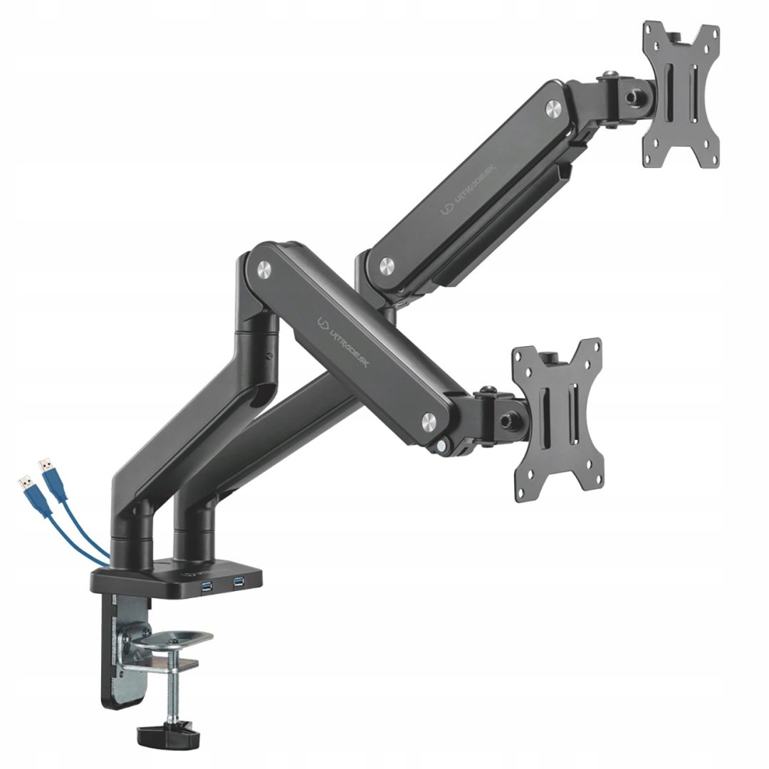 Nastaviteľný držiak Ultradesk pre 2 monitory, čierny
