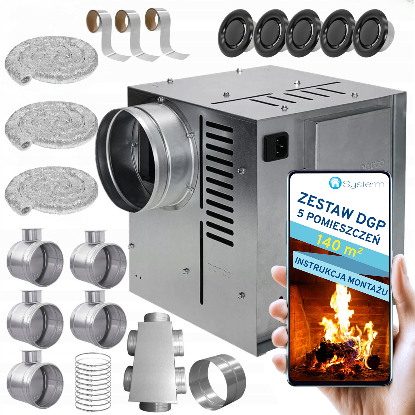 Komínová Turbína Ventilátor Komínový Set Dgp 5 miestností 140 m2