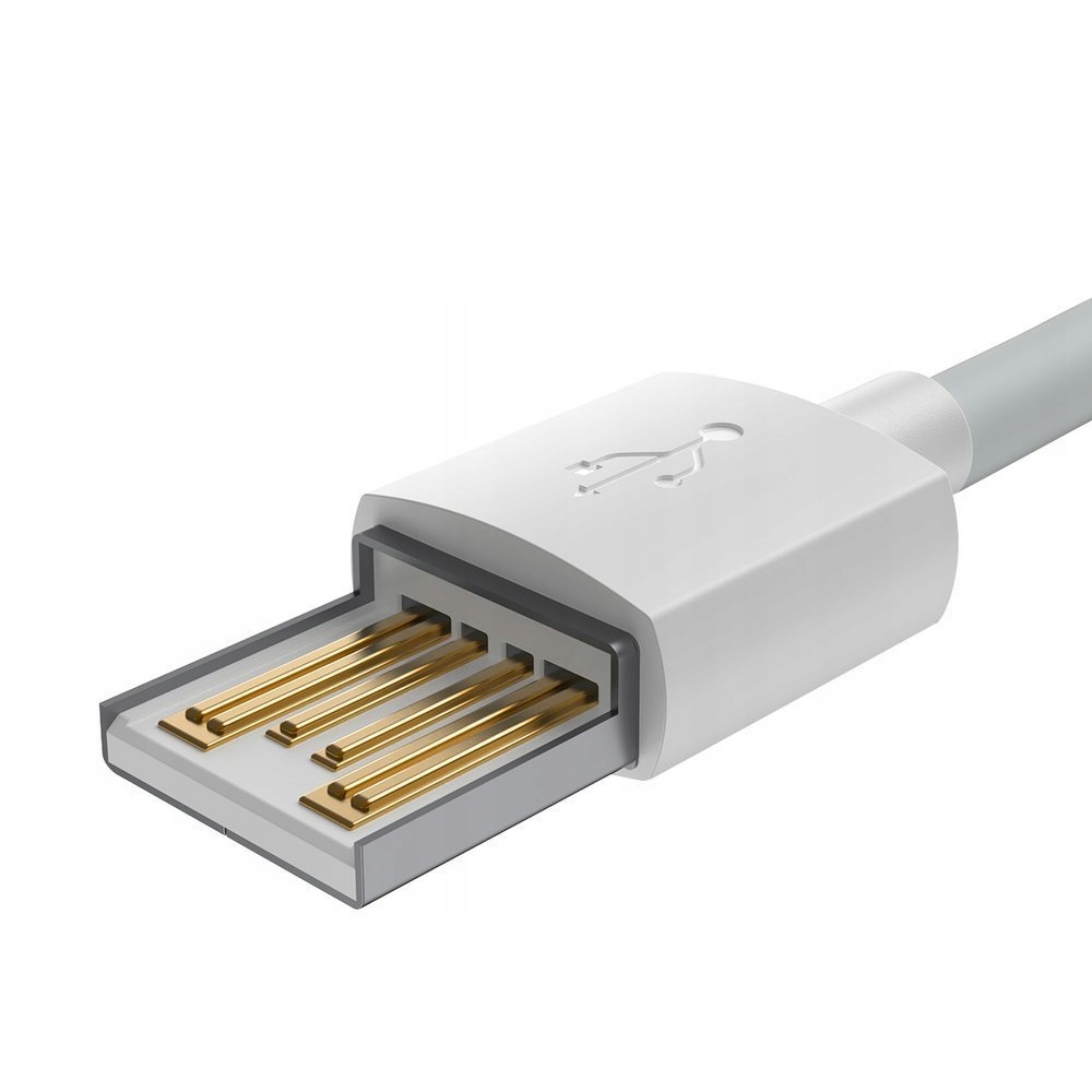 BASEUS przewód kabel USB - Lightning 2SZT 2,4A DO IPHONE IPAD 1.5M MOCNY Kolor biały
