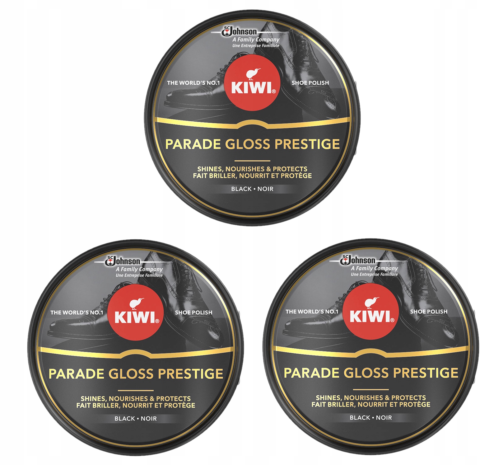 KIWI PASTA DO BUTÓW I SKÓRY PUSZKA 3x50ml - CZARNA