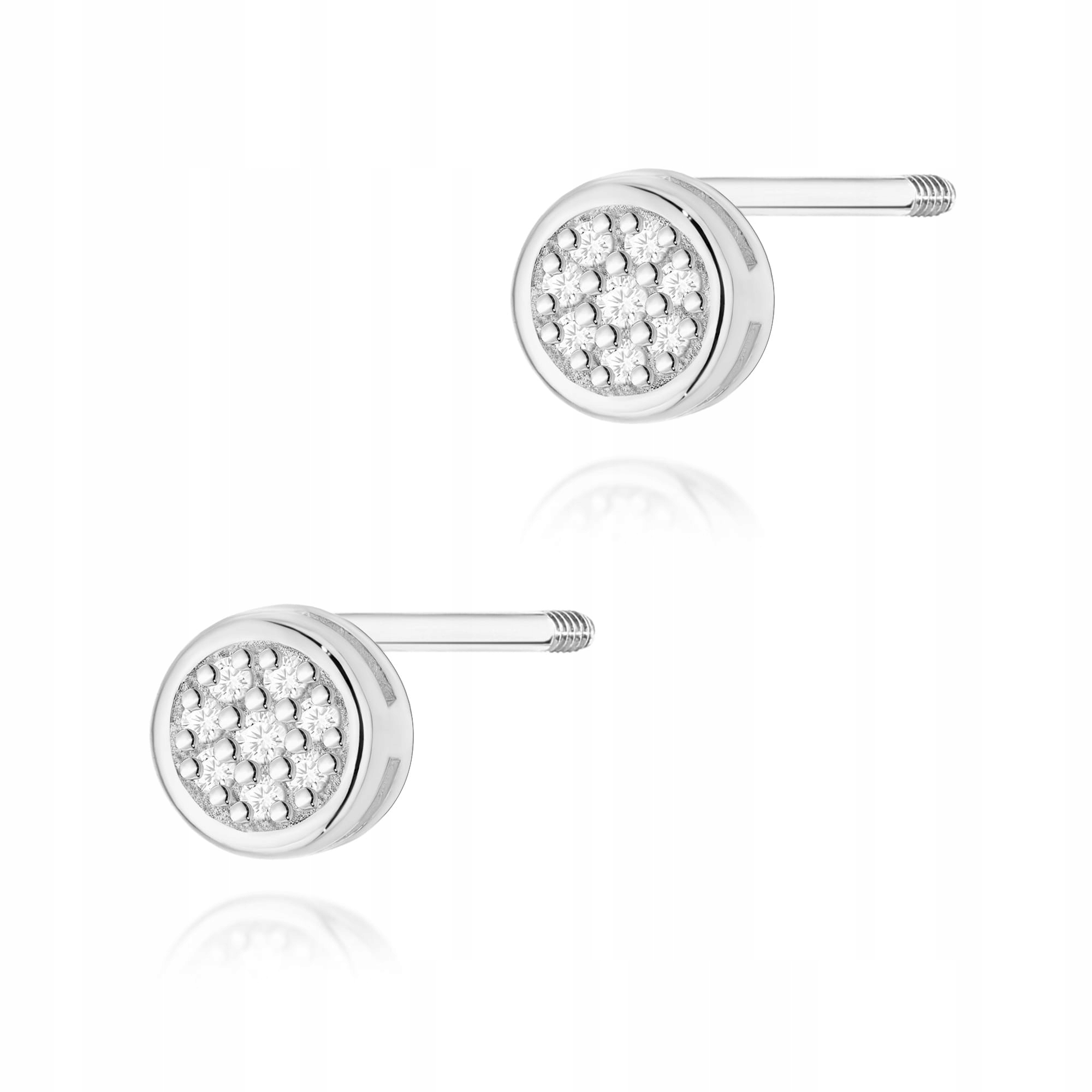 Zlaté náušnice 585 s diamanty bílé zlato na šroubovací tyčinku 1.4g 14kt