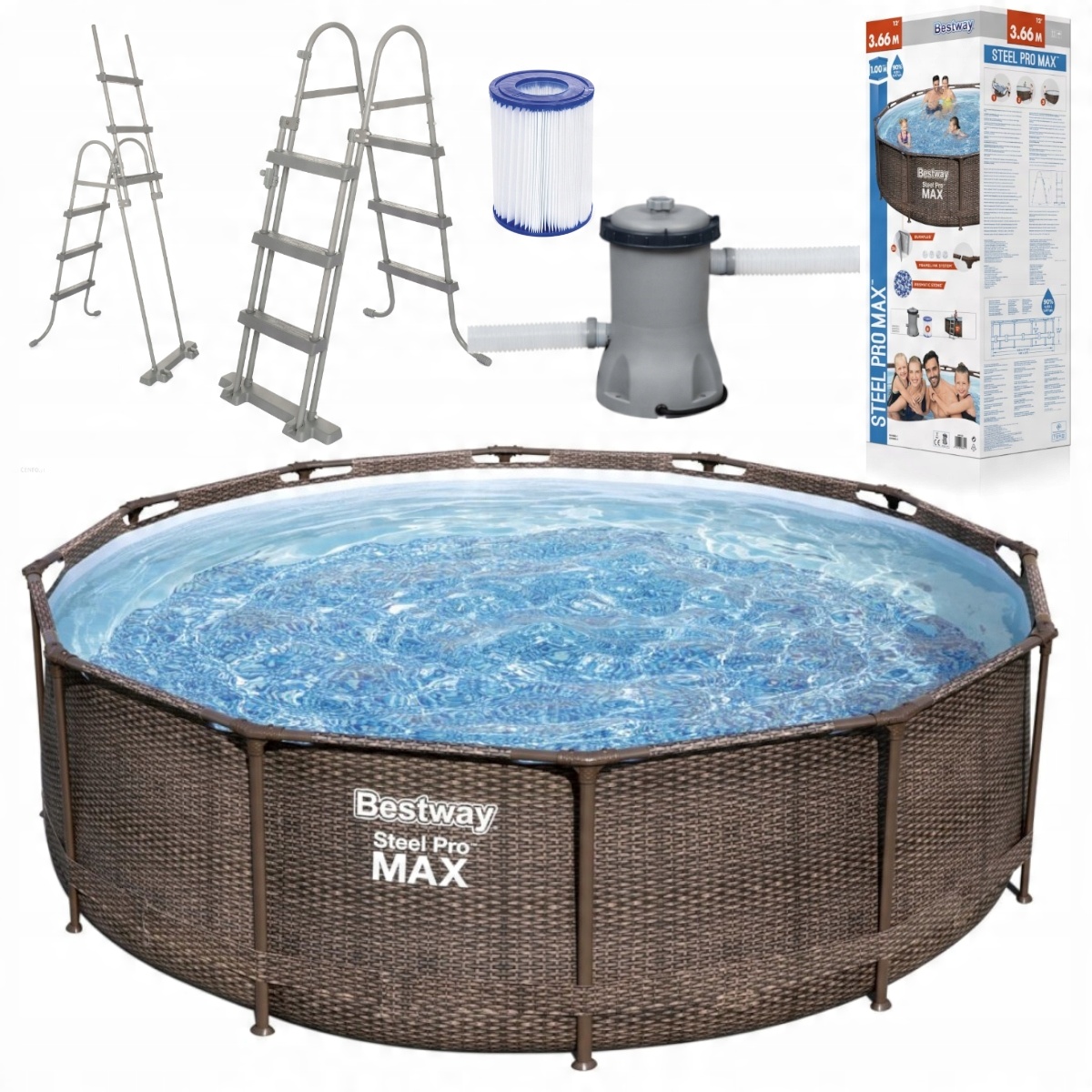 

Bestway 56709 Basen Stelażowy Rattan 366X100CM 9W1