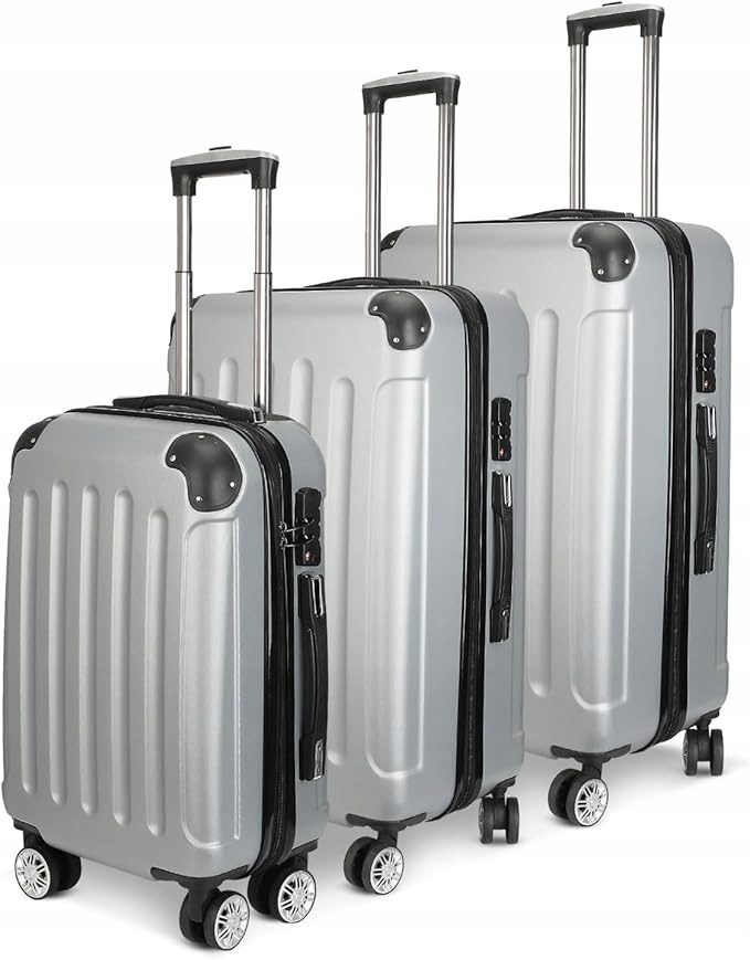 Zestaw 3 walizek podróżnych Abs Tsa 20” 24” 28” lekkie twarde z kółkami obr