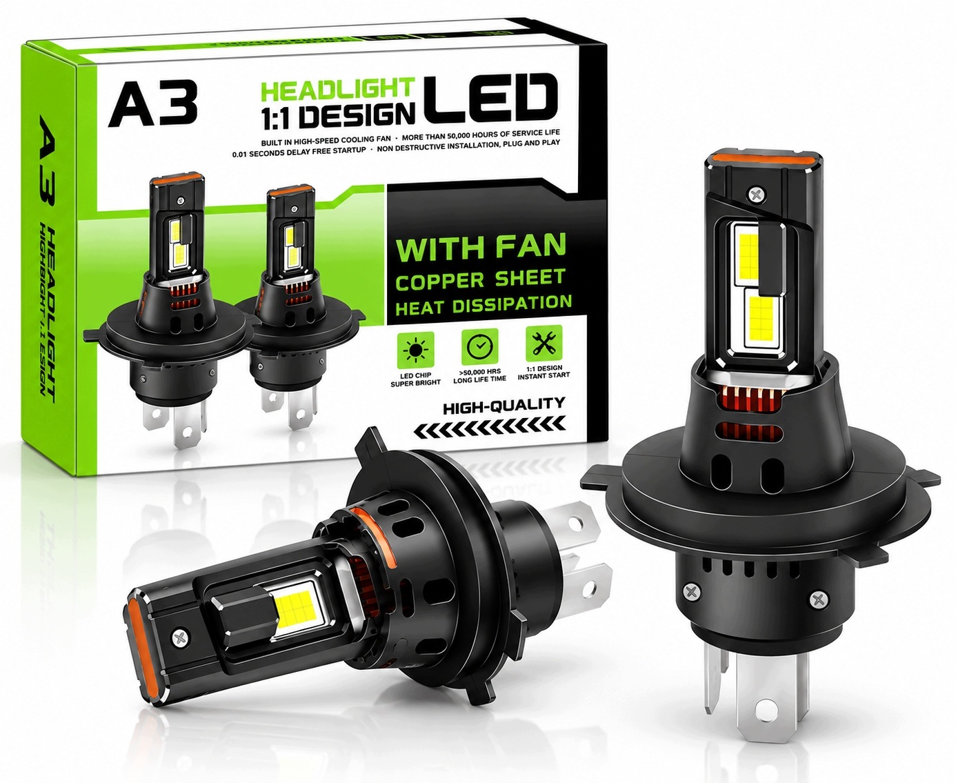 Żarówki H4 Led Canbus 6000K 1:1 mocne 6000k 2 szt.