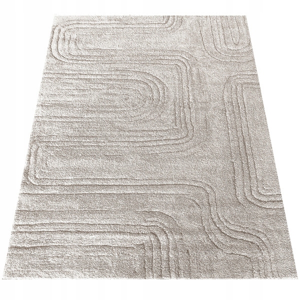 Beżowy dywan 200x290 Serenity 01 Nowoczesny dywan do salonu pluszowy miękki