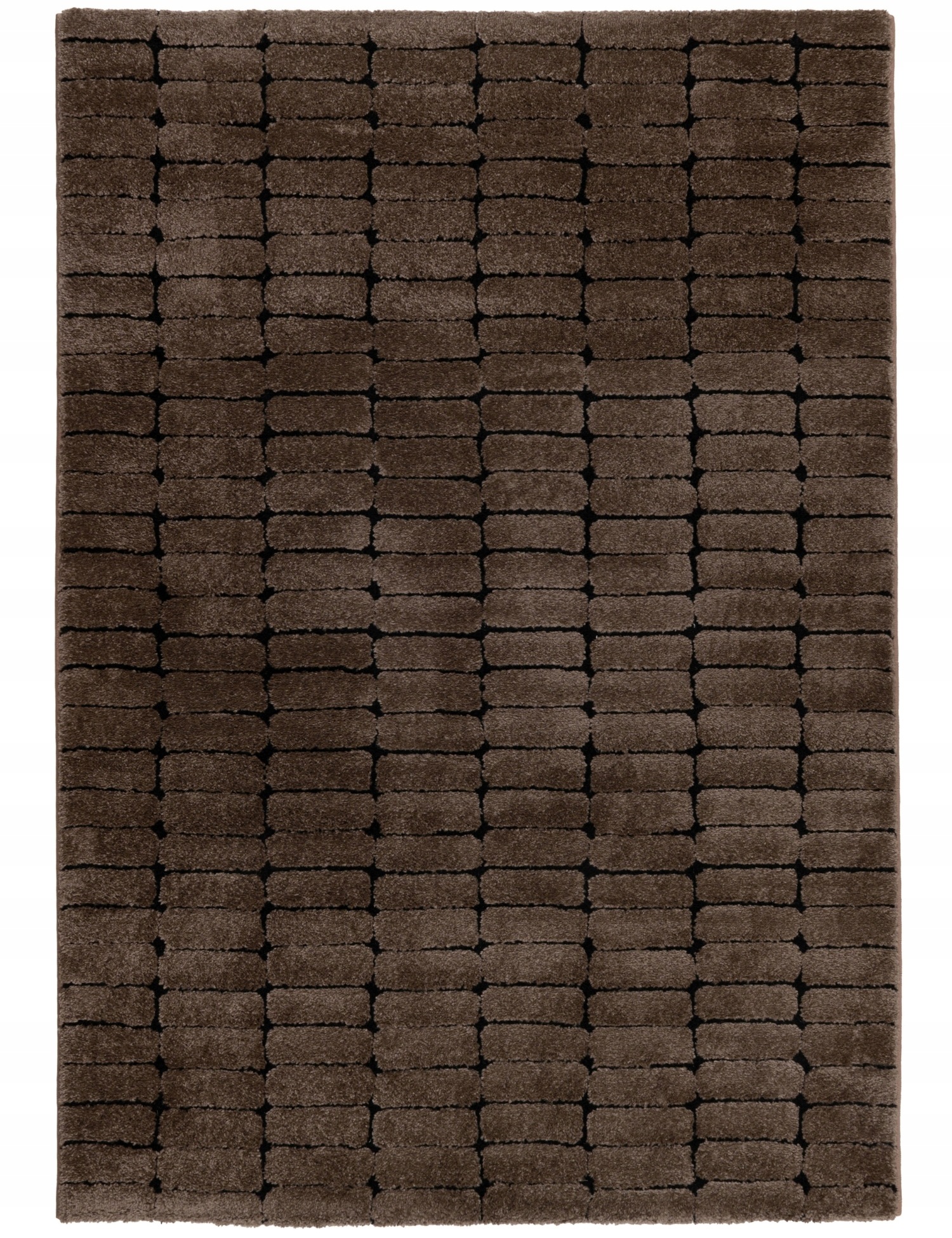 Koberec Tehla 200x280 cm Hnedý Geometrický Veľký Mäkký Moderný