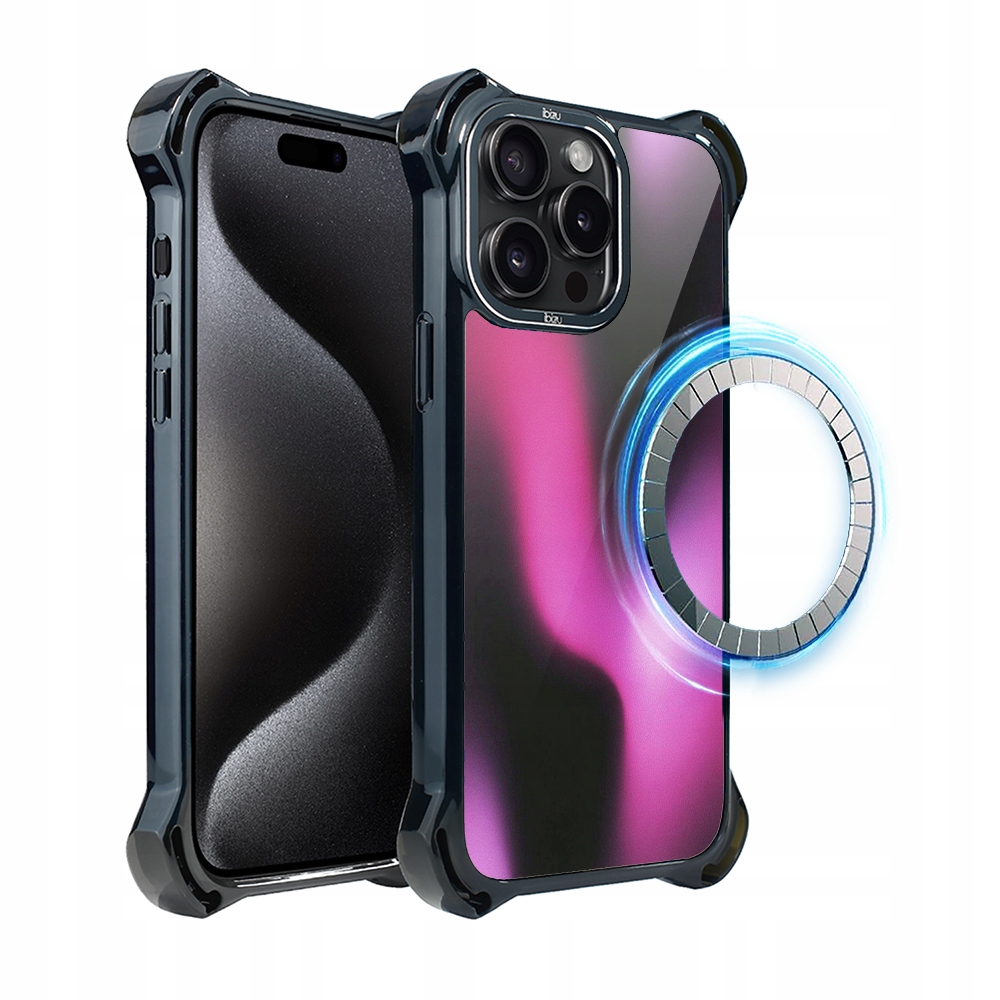 Pouzdro pro iPhone 15 Pro Ibizu DropGuard Ultra s MagSafe, Magenta Flow