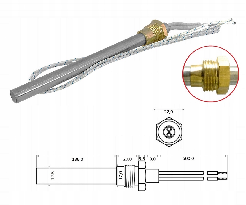 Svíčka zapalovač ohřívač pelet ocelový