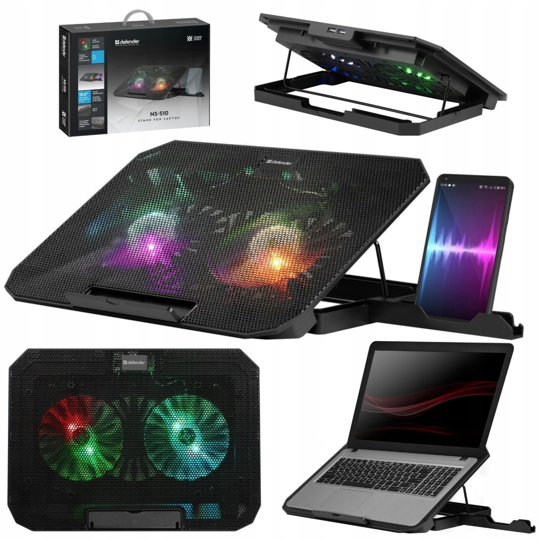 Podstavec Pod Notebook NS-510 15.6" 2W Hub 2xUSB Rgb Defender